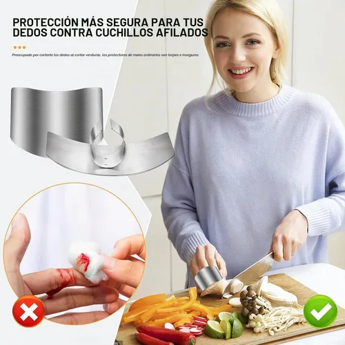 Vista 4 de Protector de dedos de acero inoxidable, 2025 nuevo protector de dedos para cortar alimentos, herramienta de rebanar protector de dedos para cocina 2