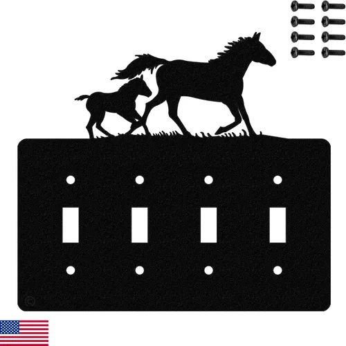 Vista 16 de Mare & Foal - Interruptor de luz de palanca de caballo y placa de pared de una sola banda (Rocker-GFCI) (palanca simple con GFCI (mecedora), negro)