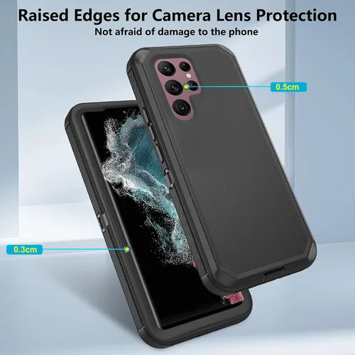 Vista 4 de Asuwish Funda de teléfono para Samsung Galaxy S22 Ultra 5G con protector de pantalla de vidrio templado y cubierta celular híbrida a prueba