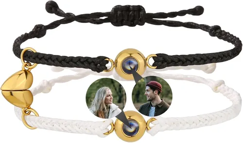 Vista 2 de EMIRISTIC Pulsera de fotos personalizada con imagen en el interior, hecha a mano, de tamaño libre, para niñas, niños, mujeres y hombres, para el día