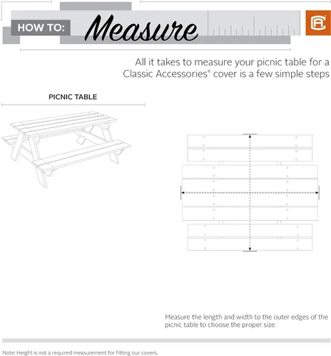 Vista 4 de Classic Accessories Veranda - Cubierta de mesa de picnic resistente al agua de 70 pulgadas, cubierta de mesa para exteriores
