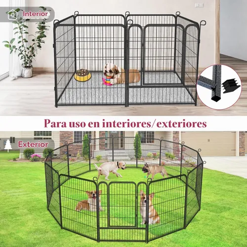 Vista 8 de Corralito para perros, 32 pulgadas, 10 paneles cerca para perros de exterior, corral para perros de interior antióxido, corral para mascotas