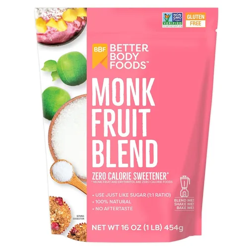 Vista 4 de BetterBody Foods Golden Monk Fruit Sweetener Blend - Mezcla de edulcorante de fruta del monje dorada, sustituto del azúcar, cero calorías, apto