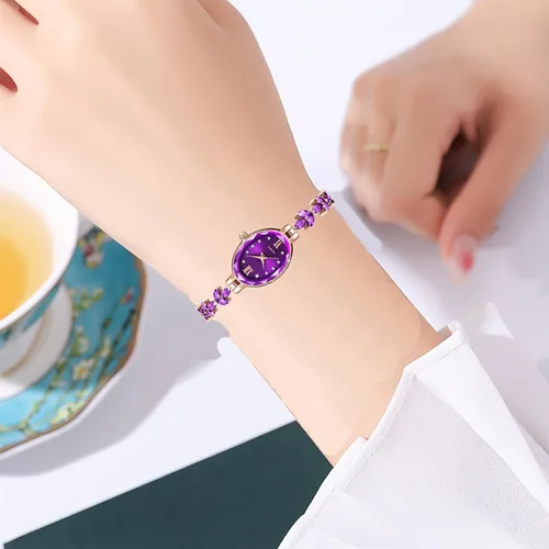 Vista 5 de BESTKANG Reloj de pulsera casual de pétalos de lujo para mujer, reloj de cuarzo simulado para mujer