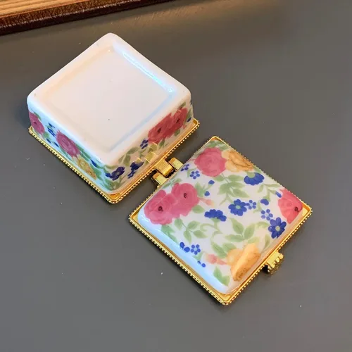 Vista 7 de Evenchae Caja de porcelana en miniatura Joyería, baratijas, recuerdos, recuerdos Listo para regalo con bolsa de terciopelo con cordón