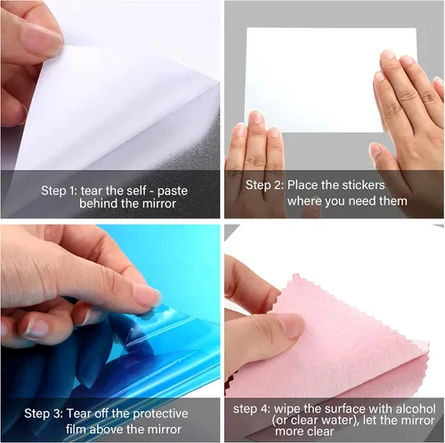 Vista 2 de Tenare 12 piezas de azulejos acrílicos autoadhesivos para espejo de pared, hojas flexibles de espejo pequeño, sin vidrio, irrompibles para baño