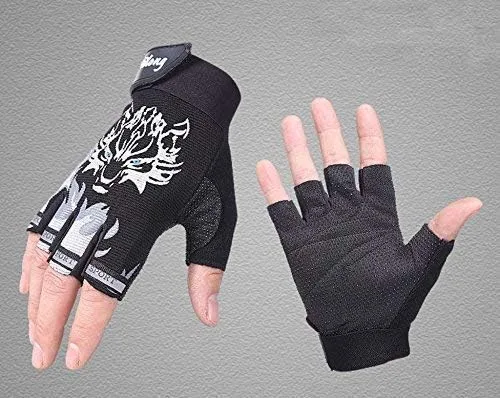 Vista 4 de Guantes de ciclismo sin dedos para niños y niñas con medio dedo, guantes de equitación para deportes al aire libre, guantes de gel antideslizantes