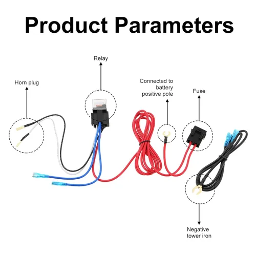 Vista 3 de Kit de relé de arnés de cableado de 12 V 30 A para modificación de bocinas de tono de explosión con bandas