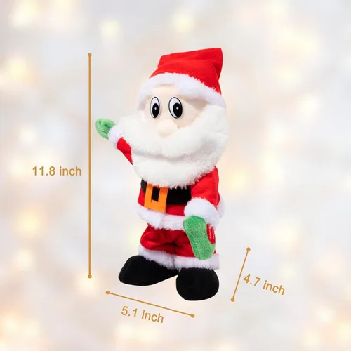 Vista 2 de Papá Noel que camina cantando bailando música twerking temblando Papá Noel animado de Navidad eléctrico juguetes de Papá Noel muñecas regalo