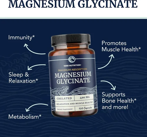 Vista 7 de Glicinato de magnesio 400 mg (120 unidades) y citrato de magnesio 500 mg (60 unidades) Alta absorción, calma, relajación, digestión y apoyo