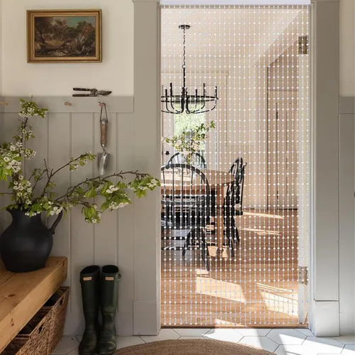 Vista 2 de ANMINY 30 hebras de cortinas con cuentas para puertas, cortinas de cuentas de cristal iridiscente de alta densidad para colgar en la puerta