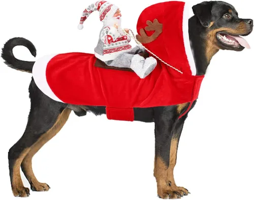 Vista 23 de BWOGUE Disfraz de Navidad de Papá Noel para perro, disfraz de cosplay para perros pequeños, medianos y grandes, gatos Chef Santa Claus