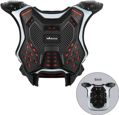 Vista 3 de Protección para pecho para motocross juvenil, ATV, moto todoterreno - Equipo de seguridad Webetop para niños y adolescentes (Talla L)