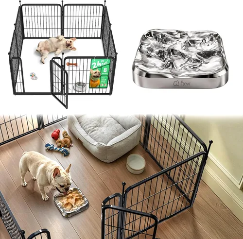 Vista 119 de FXW Rollick Unleashed Corral para Perros para Interiores, Patio, Campamento en RV, 24 pulgadas 4 Paneles para Perros Pequeños y Cachorros Negro