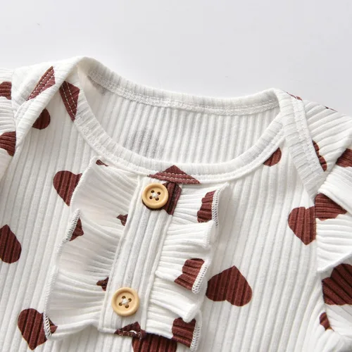 Vista 5 de Pig Song Conjunto de 3 piezas de ropa de bebé recién nacido, manga larga, con volantes, para otoño