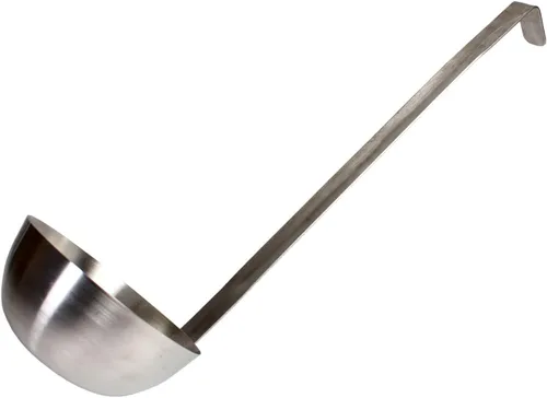 Vista 7 de TrueCraftware - Cucharón de acero inoxidable de 1 onza con mango largo con gancho, cuchara medidora pequeña de grado comercial para salsa de sopa