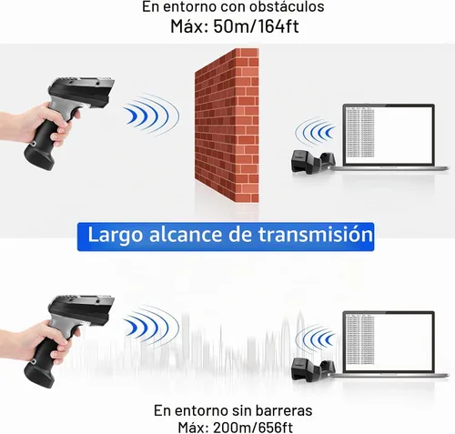 Vista 5 de Escáner de código de barras inalámbrico 1D 2D, escáner de inventario portátil Onewscan con base de carga, lector de código de barras, terminal
