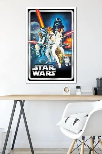 Vista 6 de Trends International Star Wars: A New Hope - Póster clásico de pared, 34 pulgadas de largo x 22.4 pulgadas, versión enmarcada en blanco