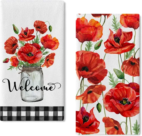 Vista 8 de Seliem Hello Orange - Juego de 2 paños de cocina de primavera y verano, Life is Sweet Mandarina y cítricos, toallas de mano para secar y hornear, a