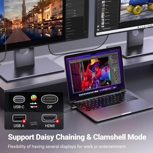 Vista 4 de UGREEN - Cable USB C a DisplayPort 1.4 8K@60Hz 4K@240Hz Unidireccional Thunderbolt 4/3 a DisplayPort Cord USB C a DP 32.4Gbps Compatible con iPhone