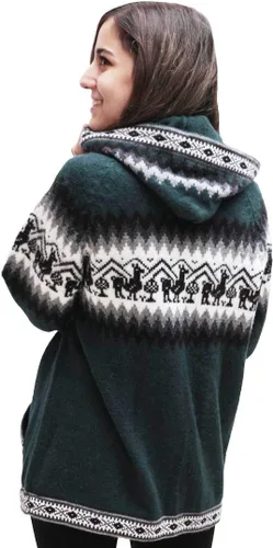 Vista 4 de Little Llamas Chaqueta Sudadera con Capucha de Lana de Alpaca Tejida
