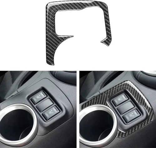 Vista 9 de Juego de calcomanías para consola central de coche, juego de calcomanías de fibra de carbono suave para interior de automóvil compatible con Nissan