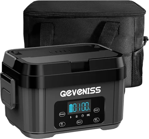 Vista 8 de Geveniss Lonchera Eléctrica Inalámbrica para Adultos – Caja de Almuerzo Calentada con Contenedor de Acero Inoxidable de 1100ML, Calentador