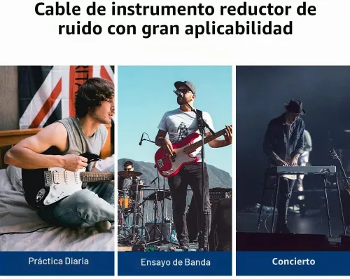 Vista 7 de JOYO Cable para Bajo de Guitarra 15 Pies, Cable de Instrumento de Audio Profesional 1/4 Pulgada, Cable de Amplificador de Ángulo Recto (Negro, CM-12)