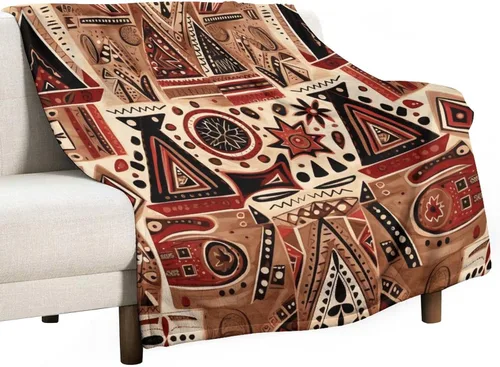 Vista 10 de Mantas de franela con patrón artístico rojo, beige, marrón oscuro, manta de franela de pintura al óleo abstracta de 30 x 40 pulgadas para sofá, cama