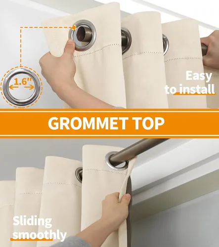 Vista 4 de YoungsTex - Cortinas 100% opacas para dormitorio, con aislamiento térmico y ojales, cortinas oscuras negras con capa pesada para ventana de sala