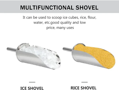 Vista 4 de DOITOOL Cuchara de hielo multifuncional de acero inoxidable con mango de 14.17 pulgadas Cuchara de comida de cocina para cubitos de hielo, harina