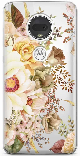 Vista 3 de Mertak Funda de teléfono compatible con Motorola Edge + Moto G9 G8 Plus G7 Play Power Z4 Otoño Ligero TPU Flexible Diseño Delgado Rosas Flores