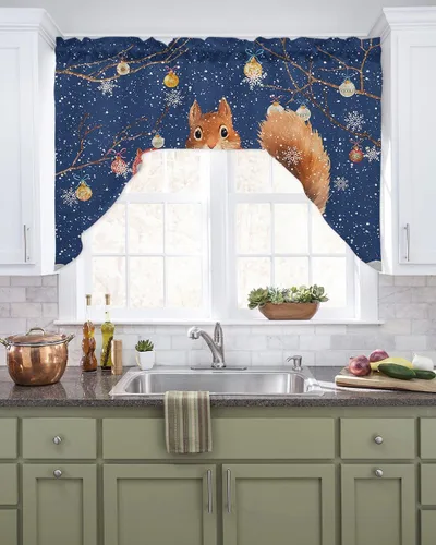Vista 15 de Árbol de Navidad, cenefa de cocina, cenefa con bolsillo para barra, paneles de cortina para dormitorio, sala de estar, baño, cafetería, ventanas
