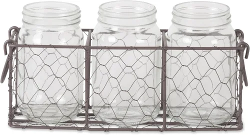 Vista 5 de DII Colección Chicken Wire Farmhouse Vintage, Caddy con jarrones, bronce rústico