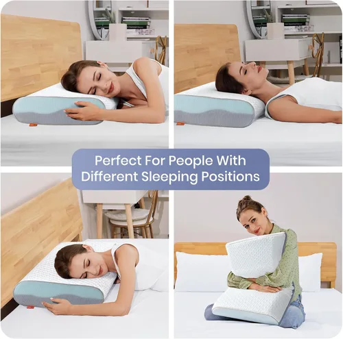 Vista 4 de Maxzzz Almohadas de espuma viscoelástica, almohadas de enfriamiento de gel, almohada para dormir, funda de almohada extraíble lavable a máquina