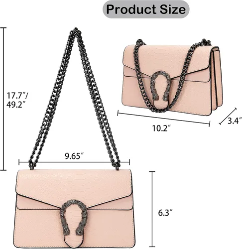 Vista 2 de Aiqudou Crossbody Satchel Handbag for Women - Fashion Snake Print Chain Purse Luxury Leather Shoulder Bags