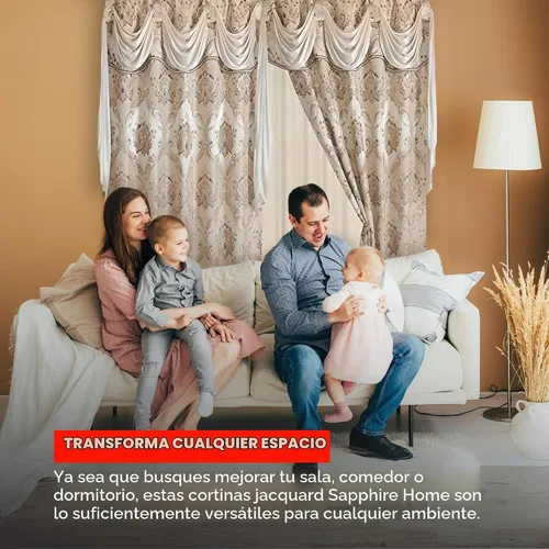Vista 5 de Sapphire Home - Cortinas de jacquard de 84/63 pulgadas de longitud con cenefa adjunta + parte trasera transparente + 2 borlas, cortina tradicional