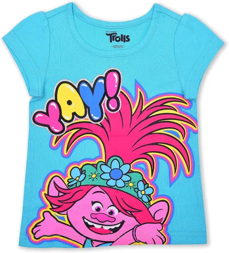 Vista 2 de DreamWorks Universal Trolls Girls Zip-up Hoodie, T-Shirt and Legging Set for Toddler and Little Kids PinkBlueBlack