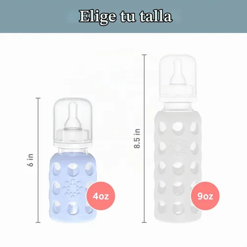 Vista 7 de Lifefactory Biberón de vidrio con pezón etapa 1 y funda protectora de silicona manta de 4 onzas