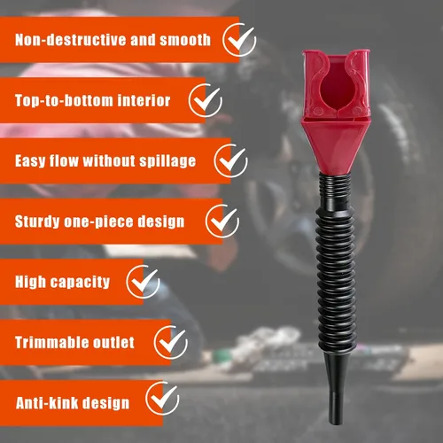 Vista 5 de Kewucn 2 piezas de embudo flexible de drenaje de aceite para coche, embudo de plástico con cierre de presión, embudo de combustible automotriz