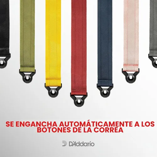Vista 5 de Planet Waves D'Addario - Correa de guitarra con bloqueo automático, accesorios acústicos y eléctricos, correas de bloqueo fáciles de usar, utiliza