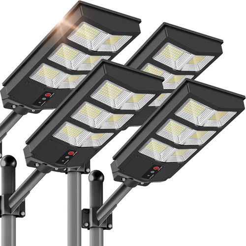 Vista 14 de OKPRO Farola solar de 5000 W para estacionamiento al aire libre, gran angular IP66 impermeable, 6500 K del atardecer al amanecer, LED con sensor