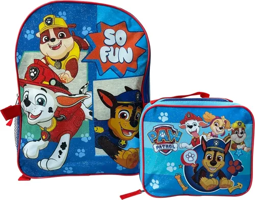 Vista 2 de Fast Forward Paw Patrol So Fun - Mochila infantil de 15 pulgadas con lonchera extraíble (azul-rojo)