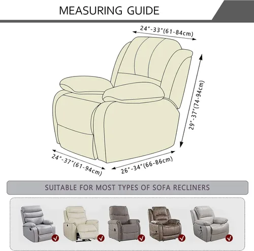Vista 6 de Funda elástica para silla reclinable, 8 piezas de 1, 2, 3 plazas, funda para sillón reclinable con bolsillo y protector de muebles