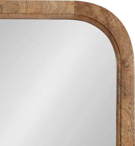 Vista 6 de Kate and Laurel Hogan - Espejo pivote rectangular redondeado de madera, 20 x 33, madera marrón natural, espejo giratorio rectangular redondo
