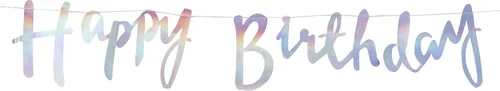 Vista 2 de Ginger Ray Iridiscente frustrado feliz cumpleaños Bunting Banner colgante decoración 4.9 ft (IP-507)
