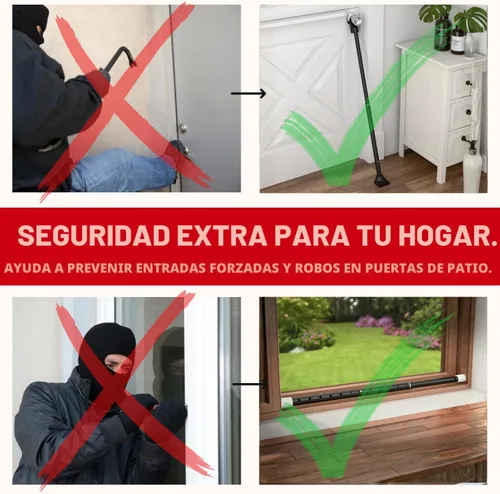 Vista 7 de SECURITYMAN Barra de seguridad para puerta 2 en 1 y barra de seguridad para puerta corredera – Jammer de puerta construida de hierro de alta calidad