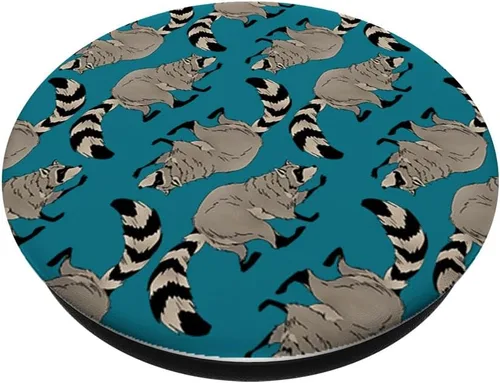 Vista 2 de Patrón de mapache de basura, panda, bosque, amante de los animales, mapache PopSockets estándar PopGrip