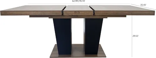 Vista 8 de Mesa de comedor extensible de 78.74 pulgadas para 6 8 y 10 pulgadas, moderna mesa de comedor extensible de granja con base de doble pedestal, mesa