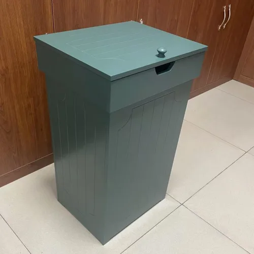 Vista 15 de Function Home Gabinete de basura de cocina de 13 galones, papelera de reciclaje de madera, bote de basura independiente a prueba de perros, armario